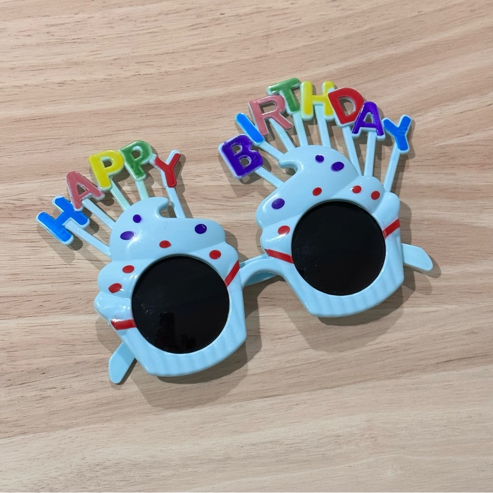 Kids Blue Happy Birthday Cupcake Novelty Glasses